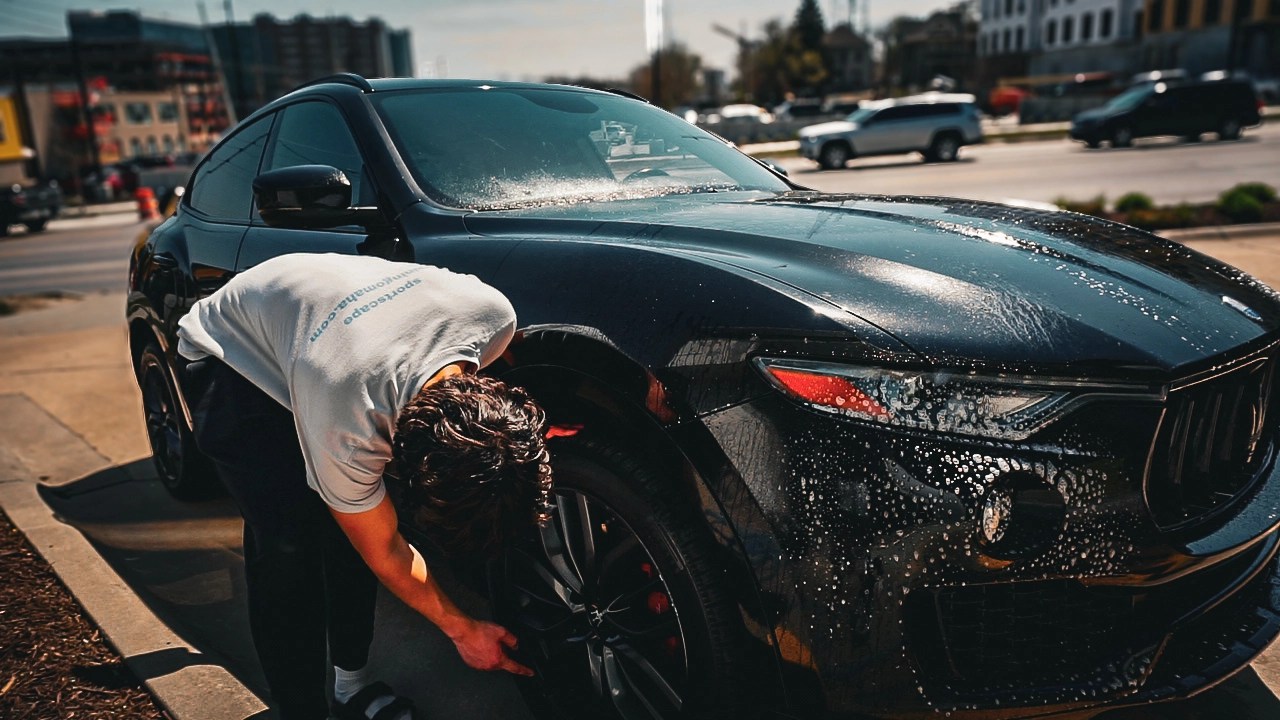 Paint correction on black Maserati - Detail Omaha
