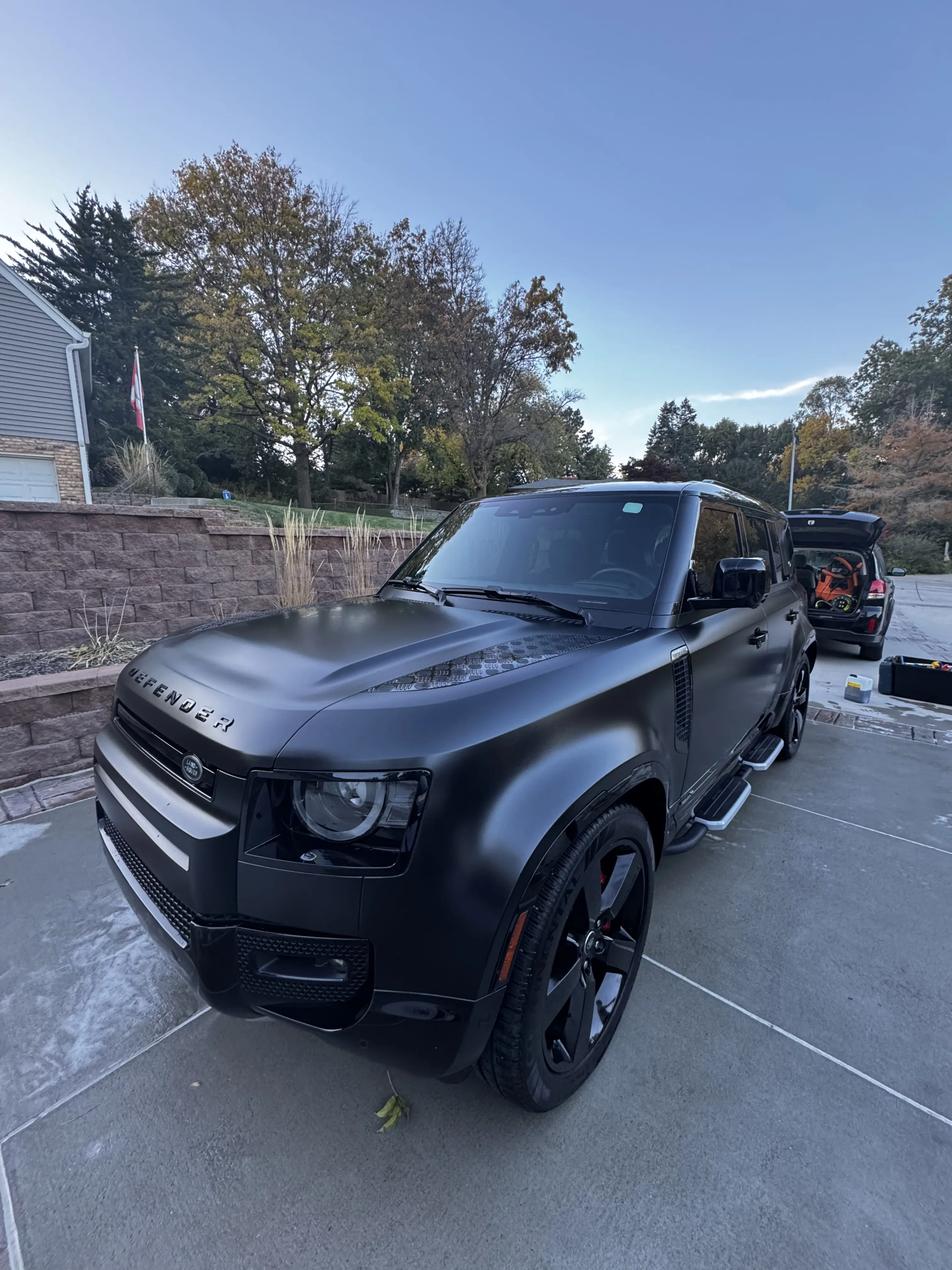 Paint correction on matte black Land Rover Defender - Detail Omaha